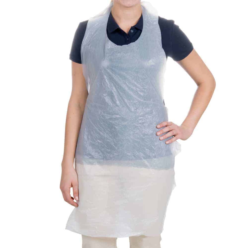 White Disposable Plastic Aprons - Pack x 100 / 1000 from Wessex Medical